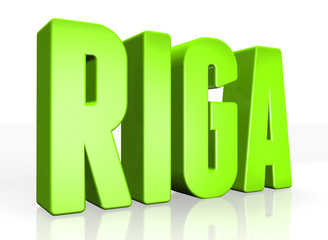 3D Riga text on white background