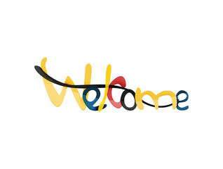 Welcome word, drawn lettering typographic element