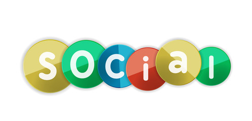 Word concept on color geometric shapes - social