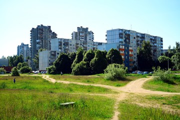 Obraz premium Vilnius city Seskine district view on spring time