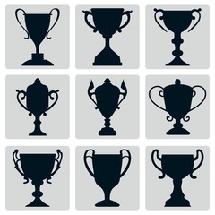 Trophy Icon Set Silhouette
