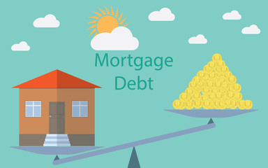 Flat design modern vector illustration concept for investment in real estate, house debt
