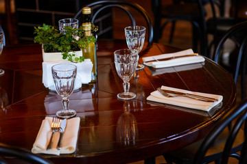 Table set for banquet or another catered event dinner