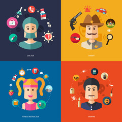 Illustration of flat design business illustrations with people