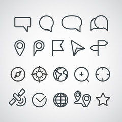 Different vector icons collection. Cartography clip-art