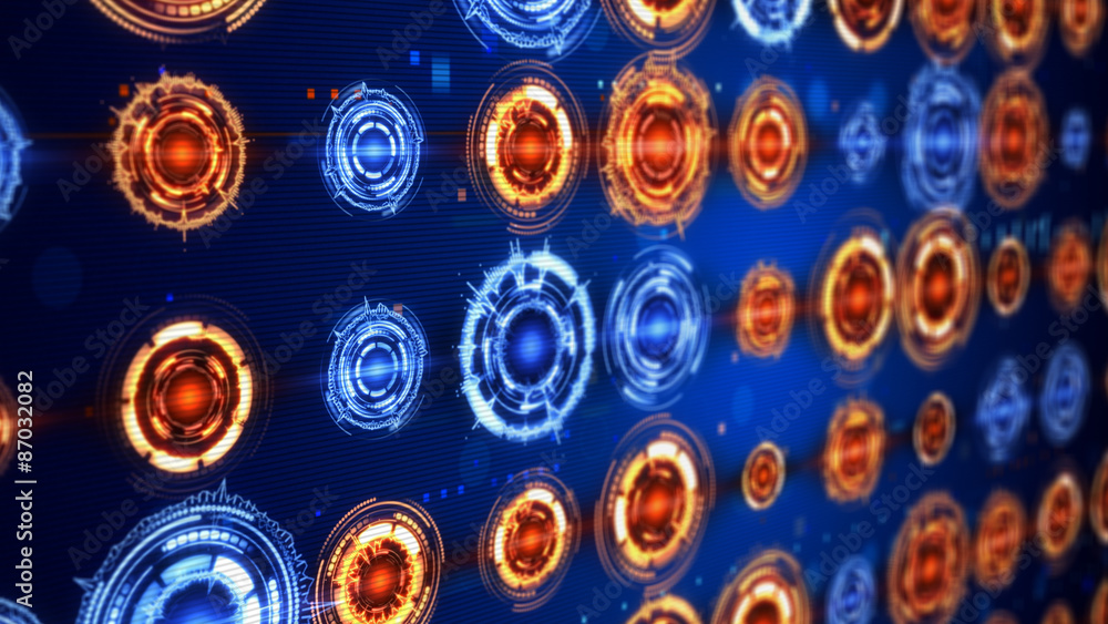 Poster screen with circular equalizers