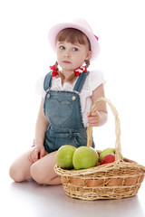 Fototapeta premium Cute blonde girl with short 