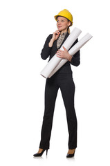 Woman engineer with draft papers