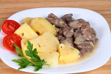 Elk meat with potatoes