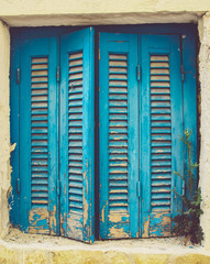 The old retro vintage green/turquoise window
