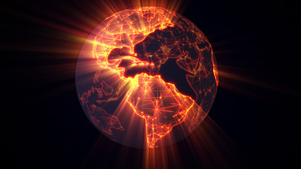 glowing earth worldwide web concept