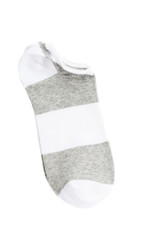 pair of fashionable striped short socks isolated on white
