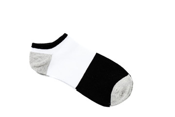 pair of fashionable striped short socks isolated on white