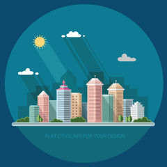 Fototapeta premium landscape - summer cityscape illustration . city design, a metro