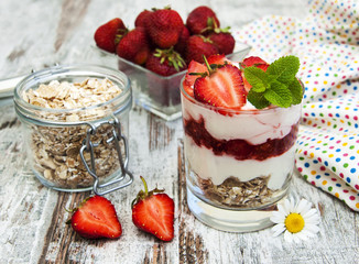 strawberry yogurt with muesli