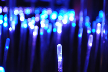 Defocused blue and purple LED lights and bokeh