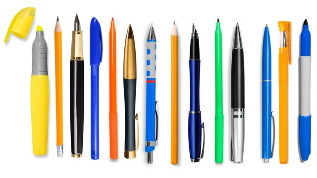 Pen, pencil, crayon.