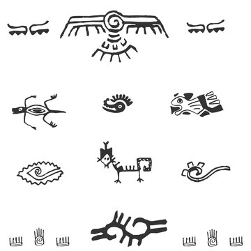 vector ancient petroglyphs