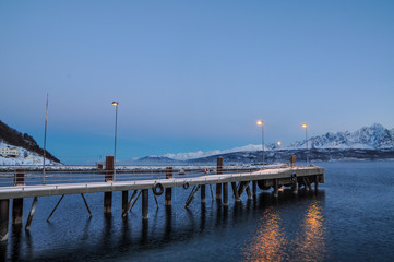 Fototapeta na wymiar Ferry station at Breivikeidet-Svensby in Norway