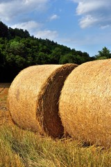 Strohballen auf Feld nach Ernte
