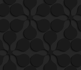 Black 3d geometric abstract flowers