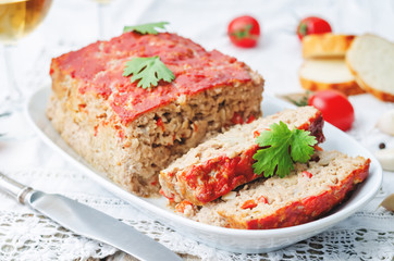 meatloaf with onion, pepper and garlic