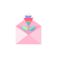 open envelope with a beautiful flower