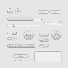 Flat Web UI Elements Design Gray