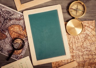 Map, background, compass.