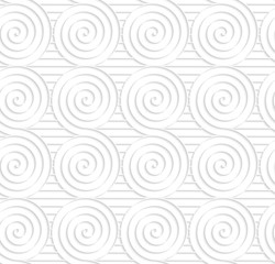 Fototapeta na wymiar Paper white merging spirals on stripes