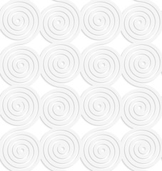 Fototapeta na wymiar Paper white merging spirals