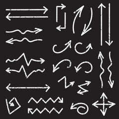 Vector black set of 26 hand drawn arrows