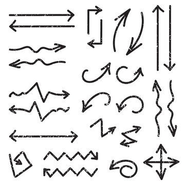 Vector black set of 26 hand drawn arrows