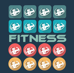 man and woman of fitness silhouette character flat design icon s