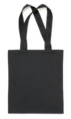 Black fabric eco bag isolated on white background
