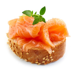 bread with fresh salmon fillet