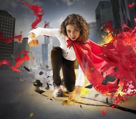 Determined hero businesswoman