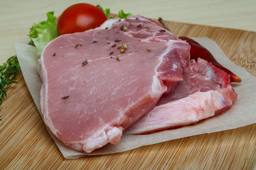 Raw pork steak