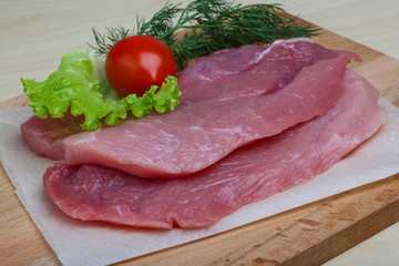 Raw pork schnitzel