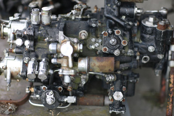 Closeup of an old rusted mechanism