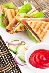 Panini, sandwich, toast.