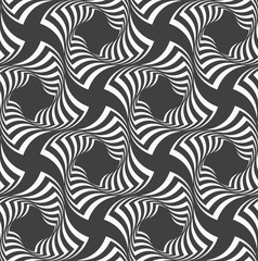 Alternating black and white wavy striped crosses