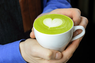 Latte art with Matcha green tea