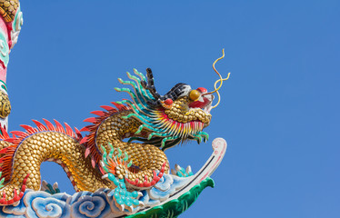 Chinese dragon with blue sky