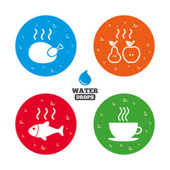 Hot food icons. Grill chicken and fish symbols.