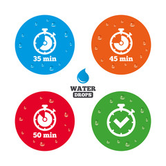 Timer icons. Fifty minutes stopwatch symbol.