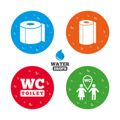 Toilet paper icons. Gents and ladies room.
