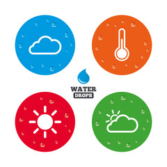 Fototapeta premium Weather icons. Cloud and sun. Temperature symbol