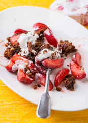 Chocolate muffins with nuts and cherry