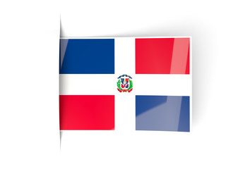Square label with flag of dominican republic